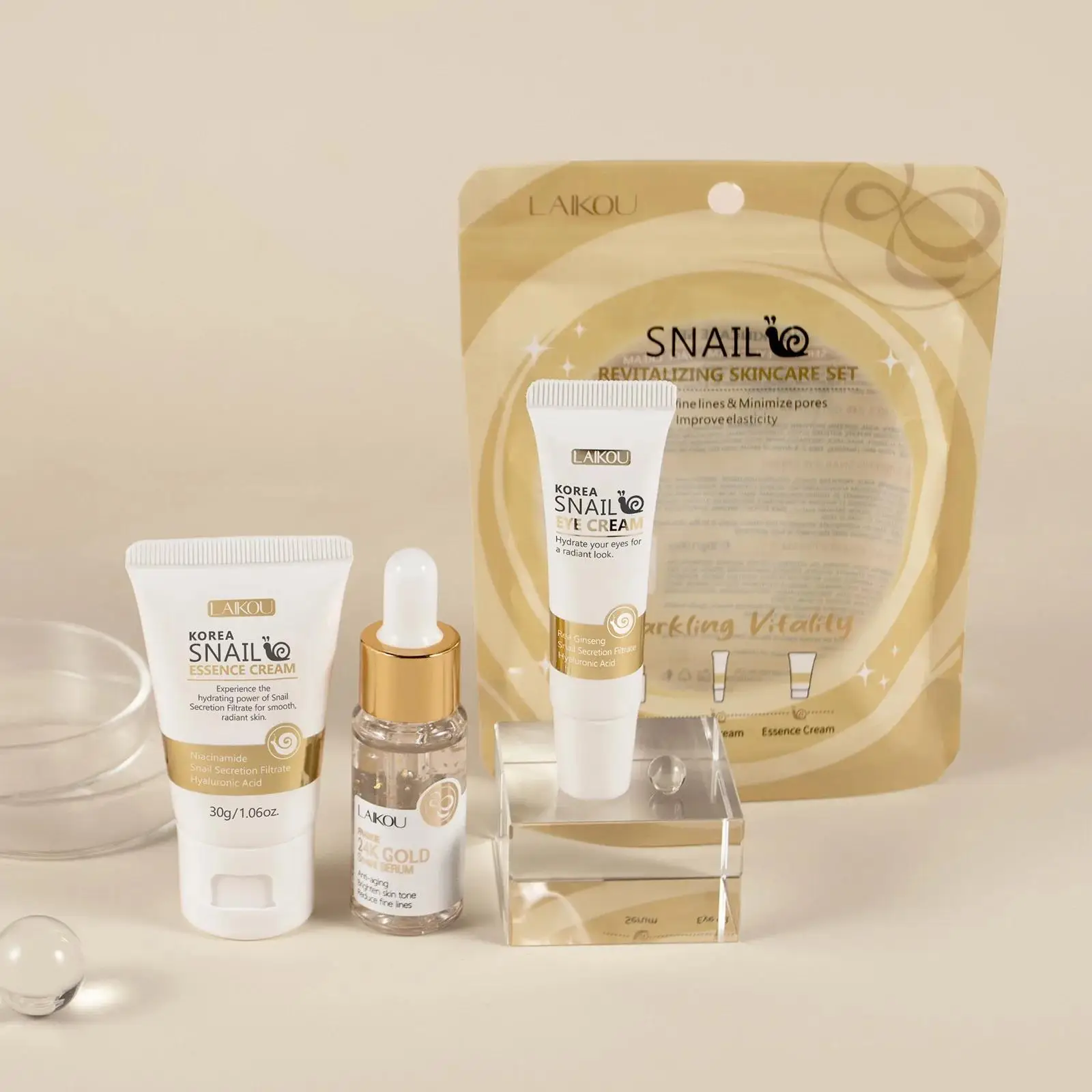 Luxury Skincare For Women - 24-каратное золото, восстанавливающая сыворотка с улиткой,